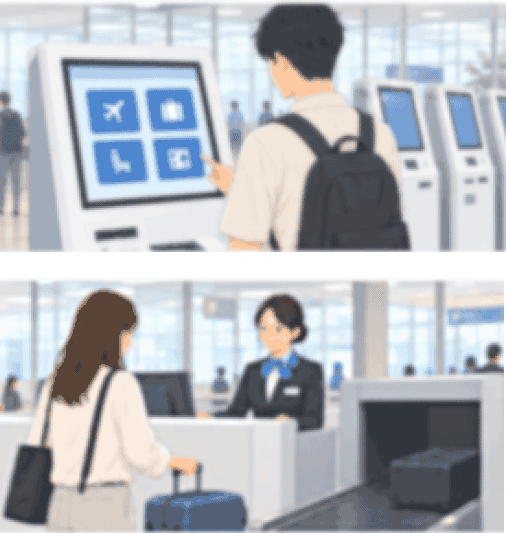 チェックインと荷物預け入れ
